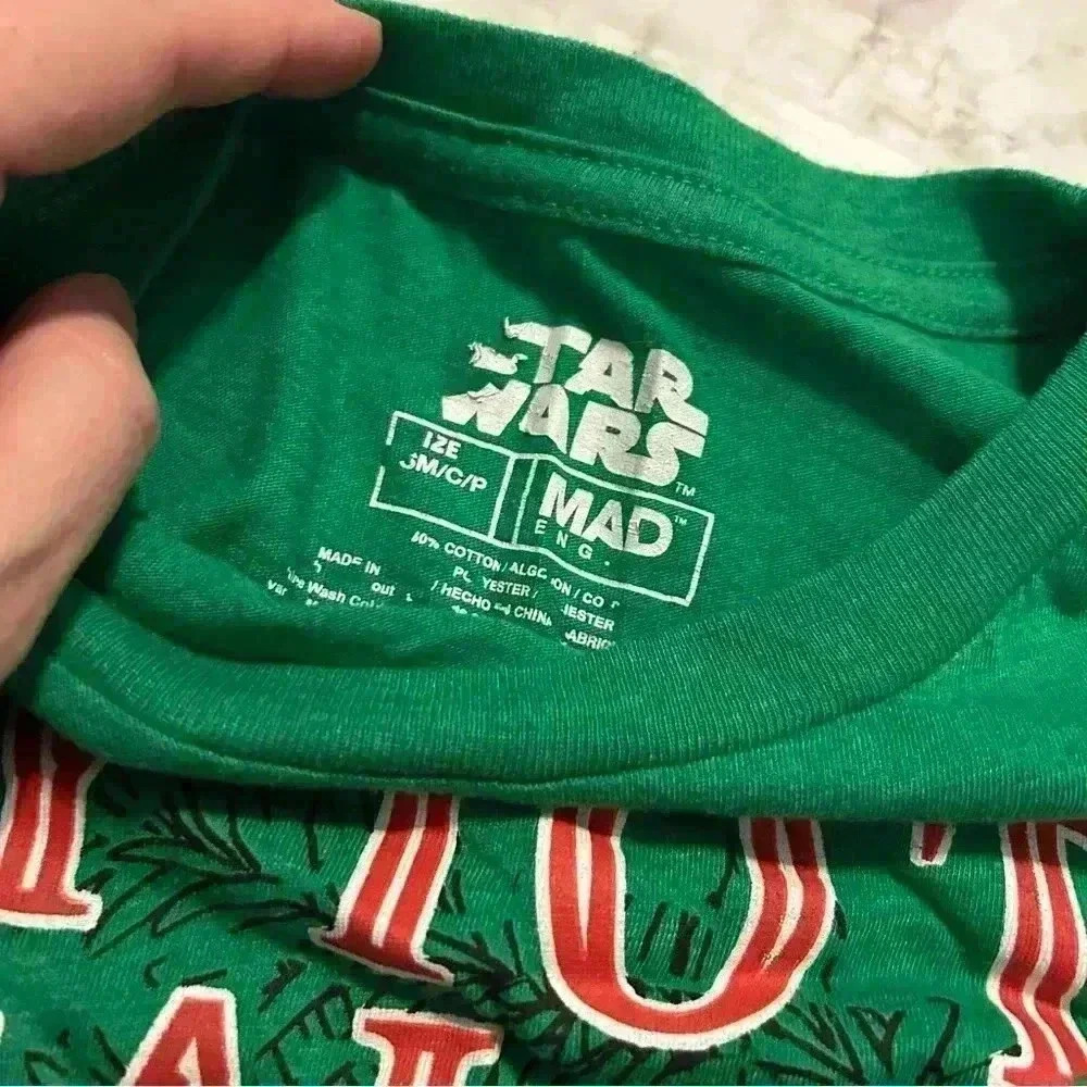 Star Wars “Joy to the Galaxy” Grogu Green Christmas Holiday Shirt Size Small - Picture 3 of 4